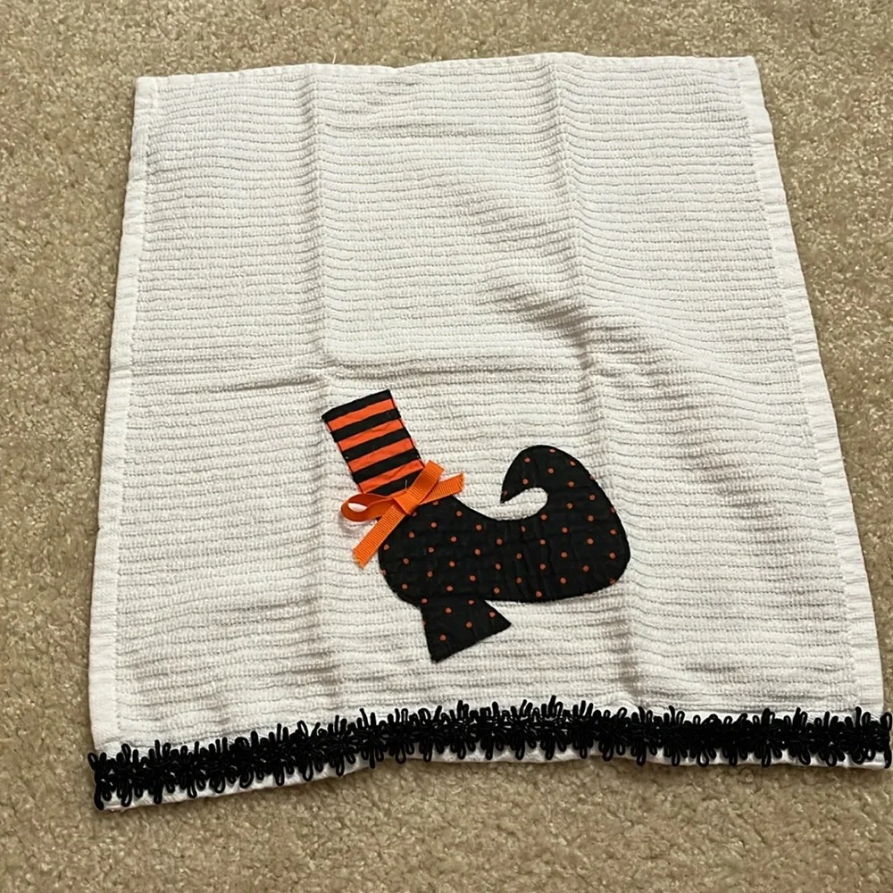 Handmade Halloween Witch Shoes Towels Set of 2